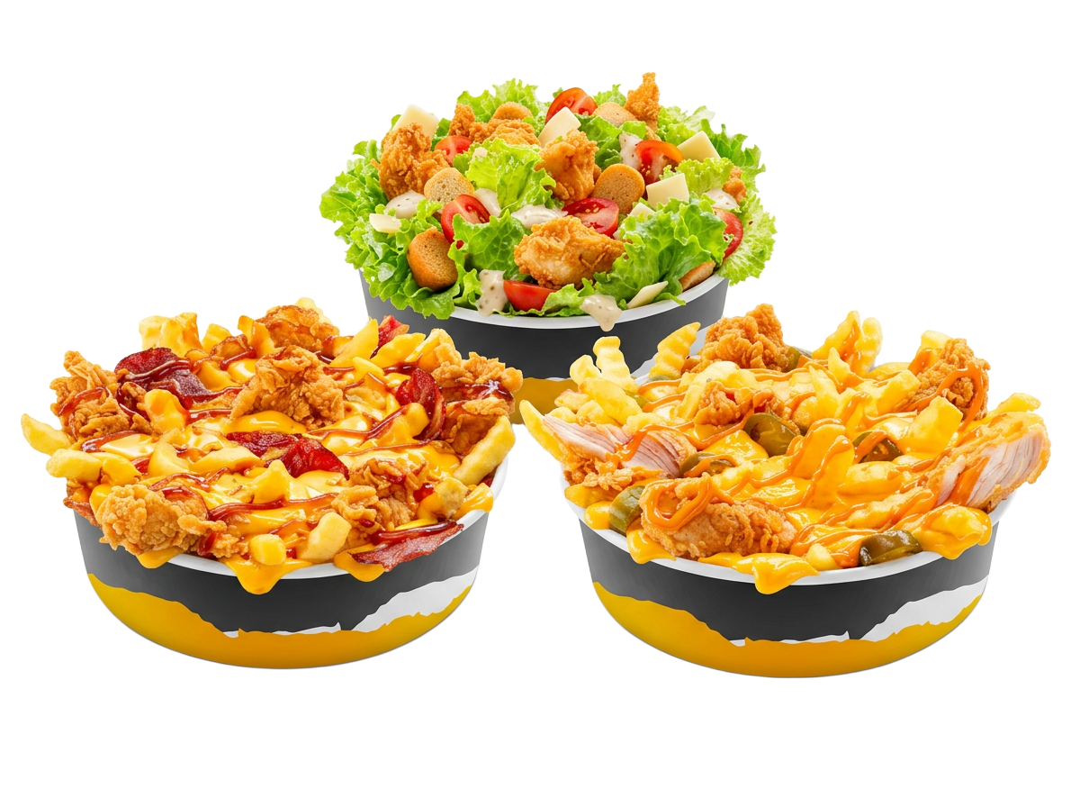 Bowls Dynamite, Bacon BBQ et salade César