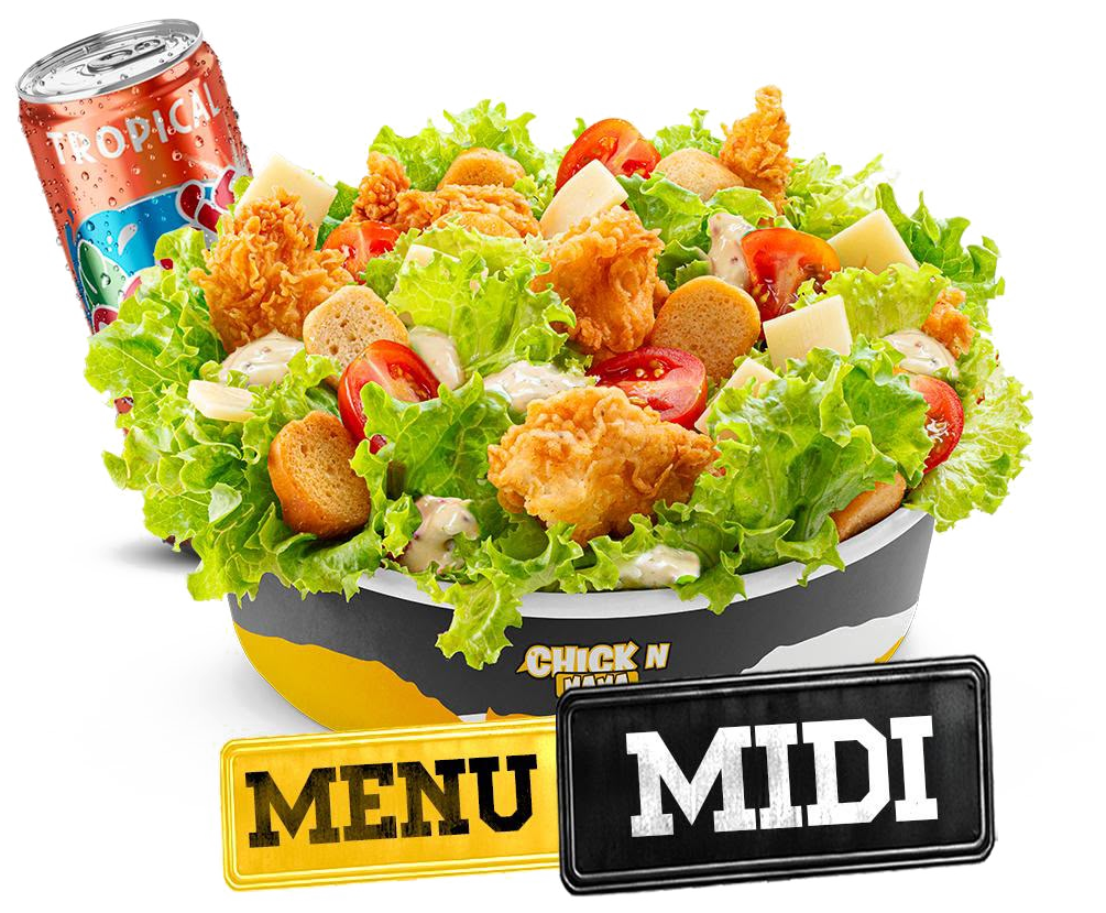 Menu Midi avec salade au poulet croustillant et boisson