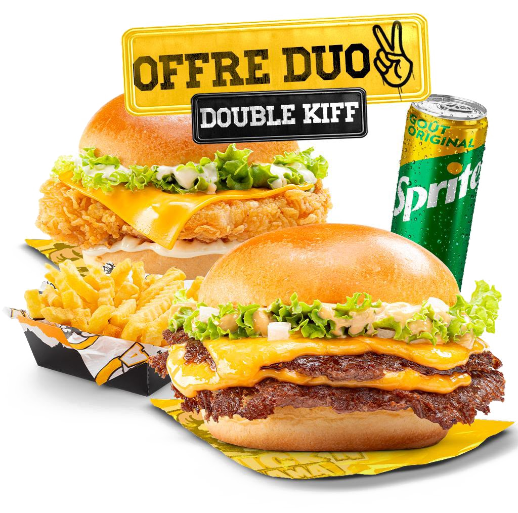 Offre Duo Double Kiff avec deux burgers, frites et boisson
